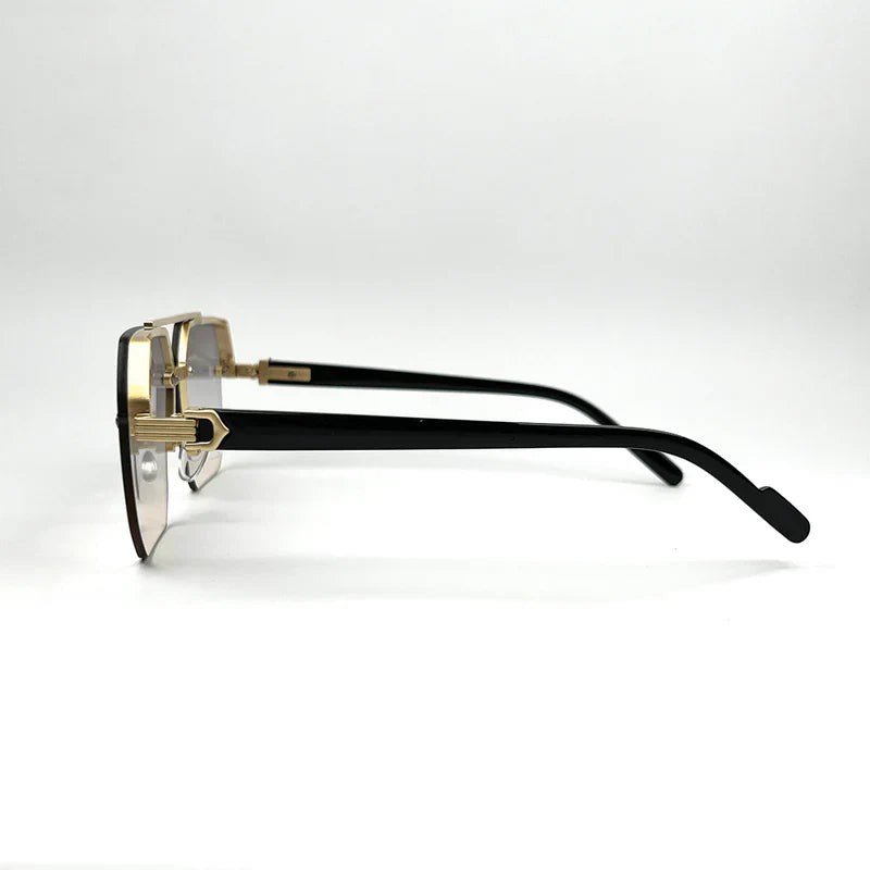 Men Octagon Rimless Sunglasses Gold and Gray