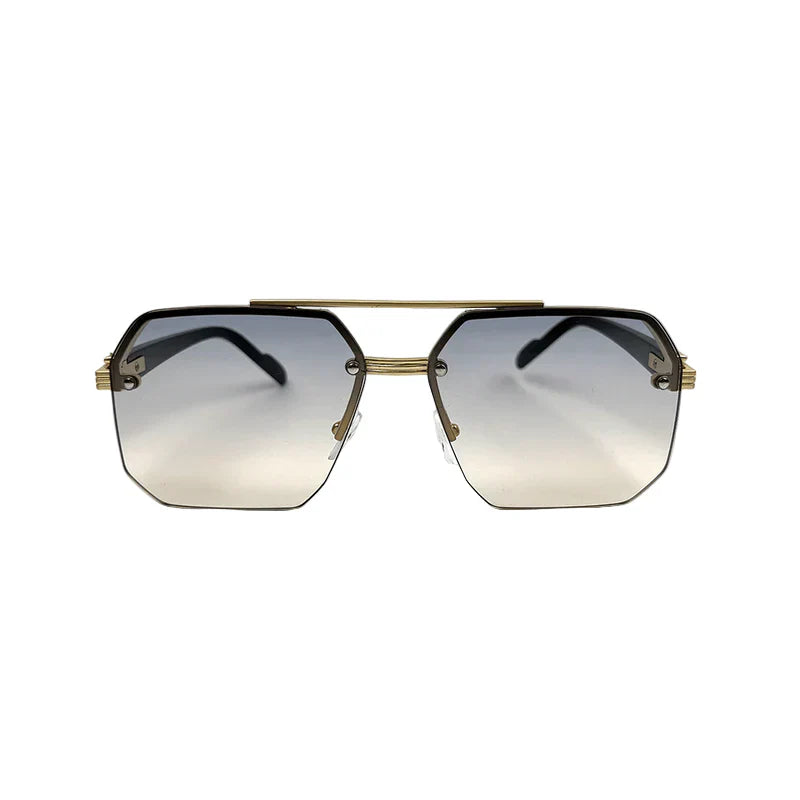 Men Octagon Rimless Sunglasses Gold and Gray